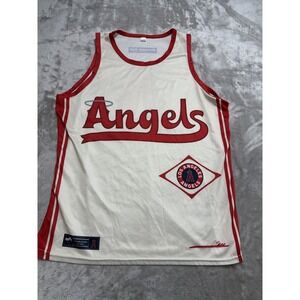 Los Angeles Angels Tank Top Men's Size XL White With Red Trim EUC